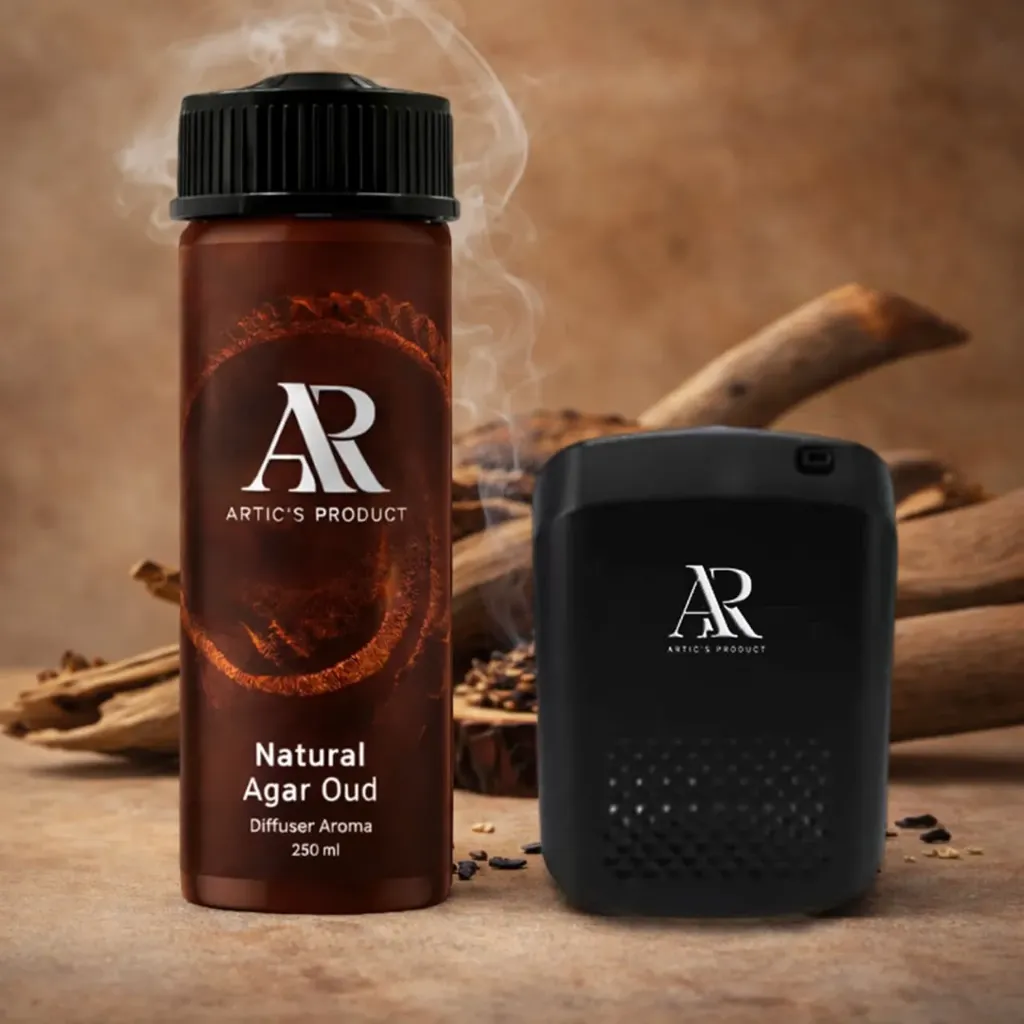 Advanced Smart Artics Product Dffuser Machine Black Colour+ Natural Agar Oud Scent Liquid 250ML Combo Package